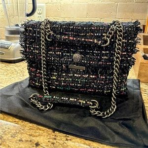Never used Kurt Geiger black/multi colored tweed Kensington bag